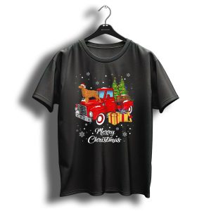 Cocker Spaniel On Red Christmas Truck With Gifts And Tree Merry Christmas T Shirt