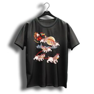 Cocker Spaniel Reindeer Santa Sleigh Christmas Moon Scene T Shirt