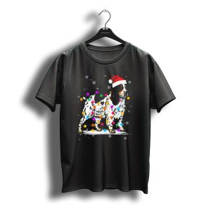 Cocker Spaniel Santa Hat Christmas Lights Snowflakes T-Shirt