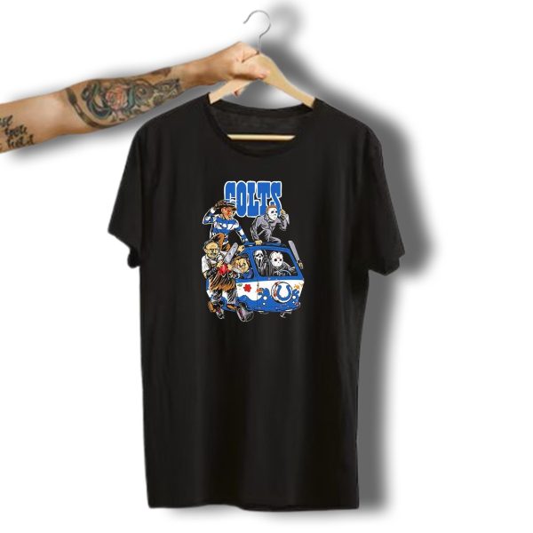 Colts Nfl Halloween Horror Movie Characters Hippie Van T Shirt t shirt 1