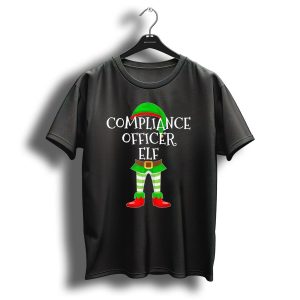 Compliance Officer Elf Christmas Outfit In Green And Red With Belt And Hat T-Shirt