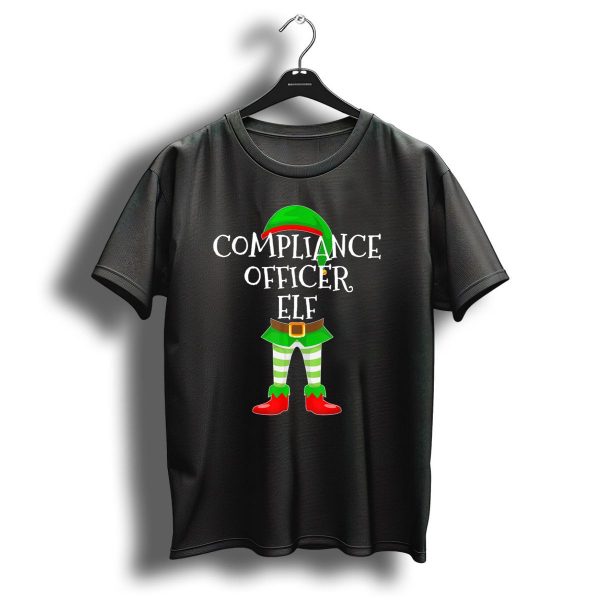 Compliance Officer Elf Christmas Outfit In Green And Red With Belt And Hat T Shirt 1 t shirt 1