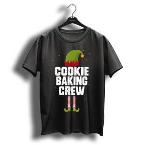 Cookie Baking Crew Christmas Elf Hat And Striped Stockings T-Shirt