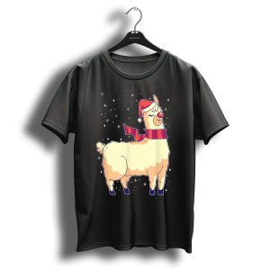 Cool Christmas Alpaca Santa Hat Red Nose T Shirt