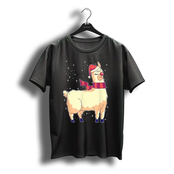 Cool Christmas Alpaca Santa Hat Red Nose T Shirt t shirt 1