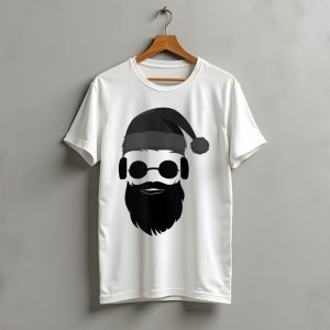 Cool Hipster Santa Beard Sunglasses Headphones Christmas Present T-Shirt