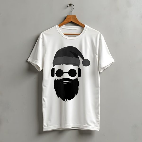 Cool Hipster Santa Beard Sunglasses Headphones Christmas Present T Shirt t shirt 1 1