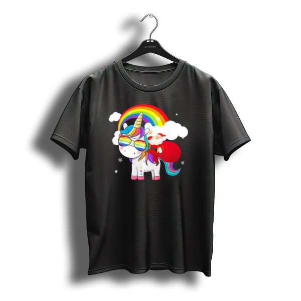 Cool Santa Riding Unicorn Rainbow Christmas Cos T Shirt t shirt 1