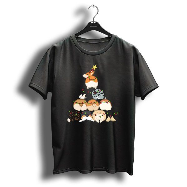 Corgi Butt Christmas Tree With Festive Lights And Star Topper T Shirt 1 t shirt 1