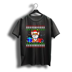 Corgi Christmas Lights Santa Hat Antlers Presents Ugly T-Shirt