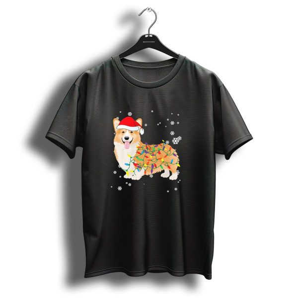 Corgi Christmas Santa Hat Lights Snowflakes Outfit Xmas T Shirt 1 t shirt 1
