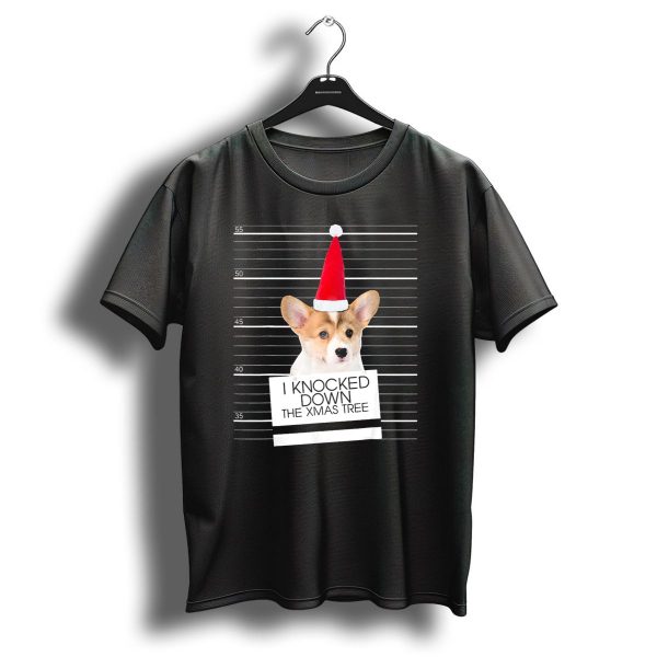 Corgi Dog Christmas Mugshot I Knocked Down The Xmas Tree T Shirt 1 t shirt 1