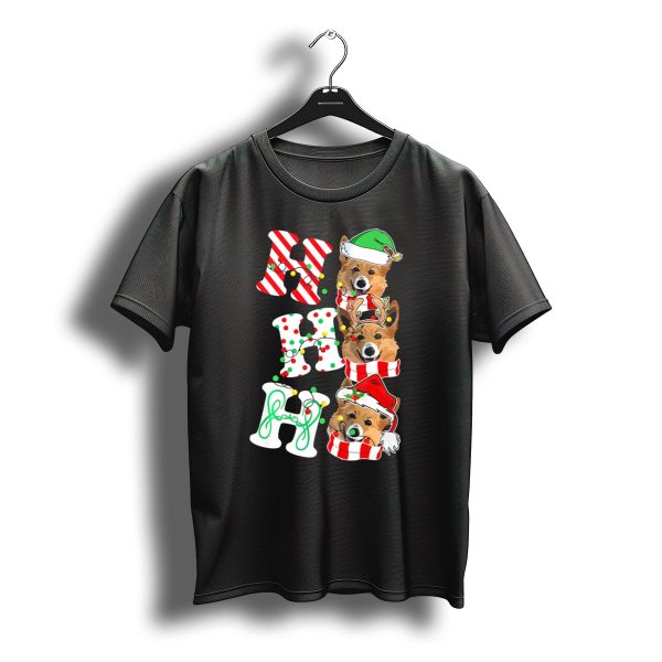 Corgi Ho Ho Ho Christmas Santa Hat Reindeer Antlers Holiday T Shirt t shirt 1