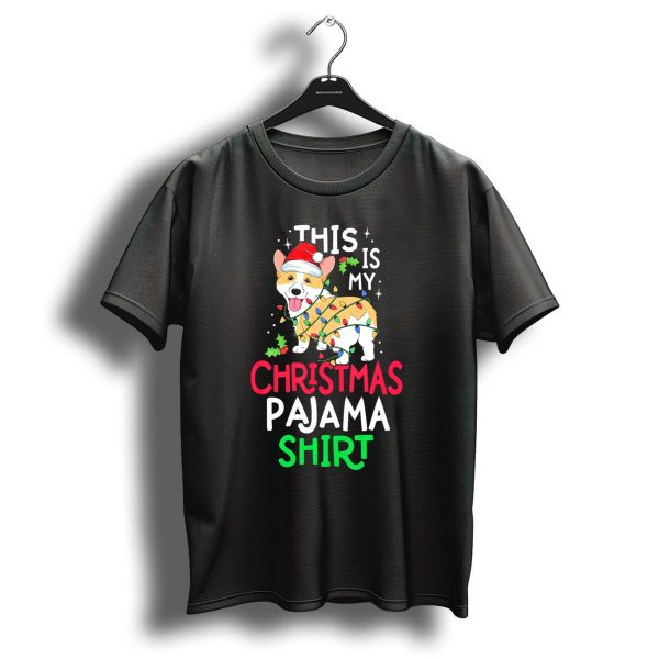 Corgi In Santa Hat Lights Christmas Pajama T Shirt 1 t shirt 1