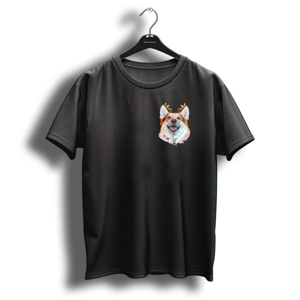 Corgi Reindeer Pocket Style Corgi Antlers Christmas Pup T Shirt 1 t shirt 1