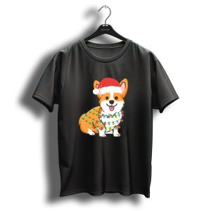 Corgi Santa Christmas Girls With Holiday Lights T Shirt