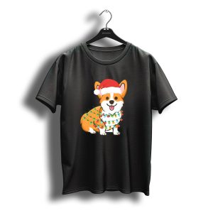Corgi Santa Christmas Girls With Holiday Lights T-Shirt