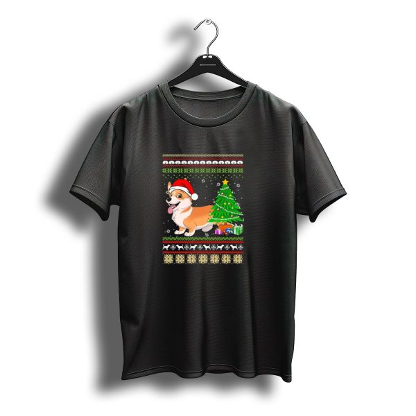 Corgi Santa Christmas Tree Snowflakes Festive T Shirt t shirt 1