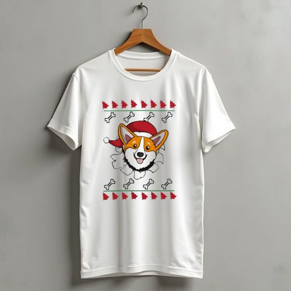 Corgi Surprise Christmas Santa Hat Bone T Shirt 1 t shirt 1