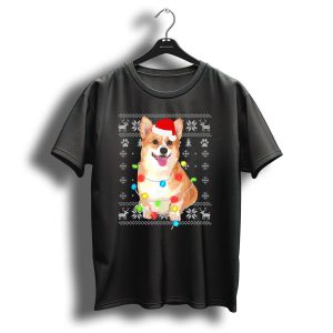 Corgi Uglystyle Christmas Lights Snowflakes Reindeer Dog T-Shirt