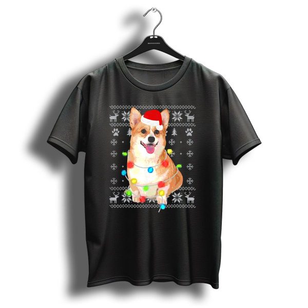 Corgi Uglystyle Christmas Lights Snowflakes Reindeer Dog T Shirt 1 t shirt 1