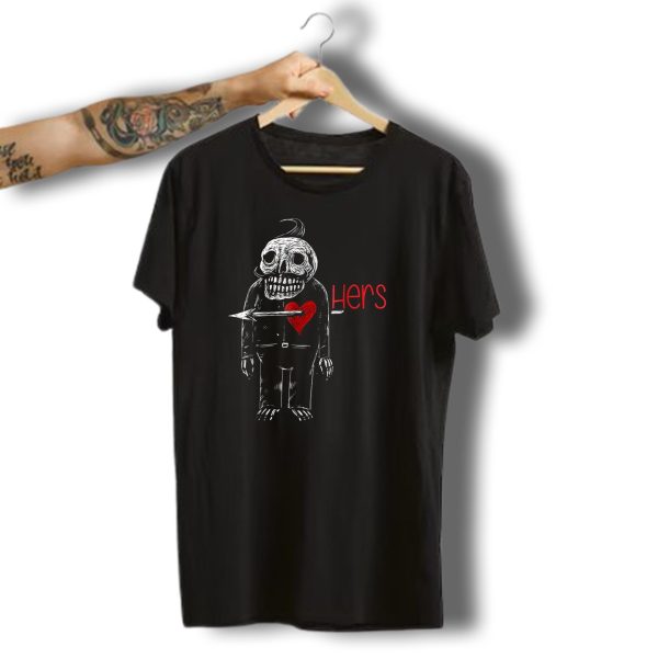 Couple Halloween Funny Hers Skeleton Heart Arrow T Shirt t shirt 1