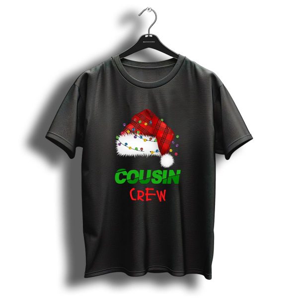 Cousin Crew Christmas Lights Red Plaid Santa Hat T Shirt 1 t shirt 1