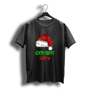 Cousin Crew Christmas Lights Red Plaid Santa Hat T-Shirt