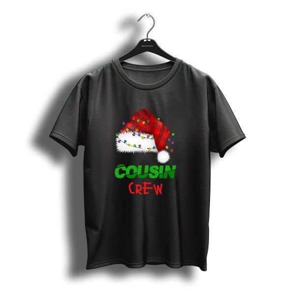 Cousin Crew Christmas Lights Red Plaid Santa Hat T Shirt t shirt 1