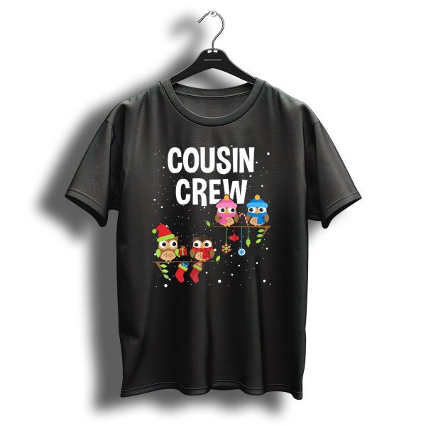 Cousin Crew Christmas Owls With Santa Hats Candy Canes And Stockings T Shirt 1 t shirt 1