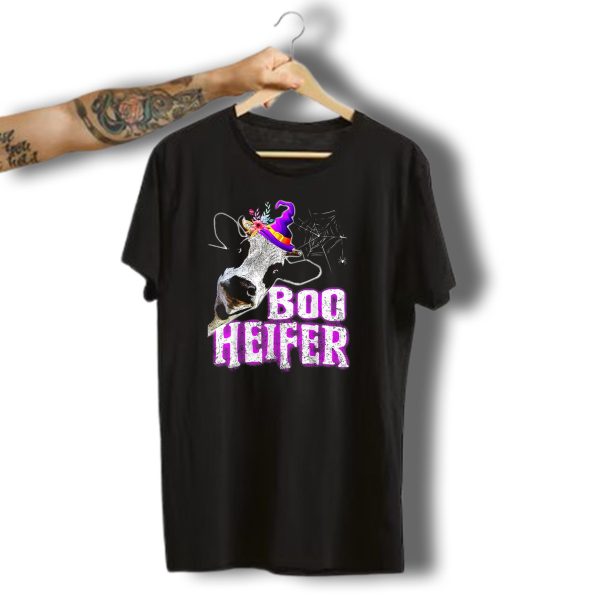Cow Lover Boo Heifer Funny Halloween Farmer Witch Hat Spiderweb T Shirt t shirt 1
