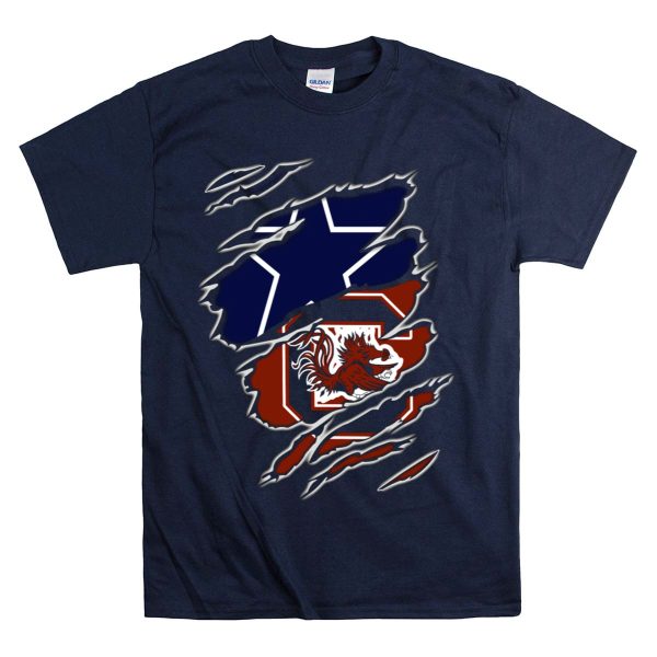 Cowboys Gamecocks Star Logo Mashup T Shirt 1 Navy