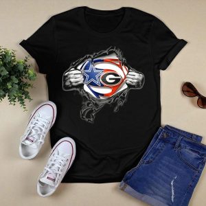 Cowboys Georgia Bulldogs Superman Logo Rip T Shirt