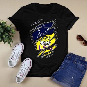 Cowboys Star And Lsu Tiger Claw Marks T-Shirt