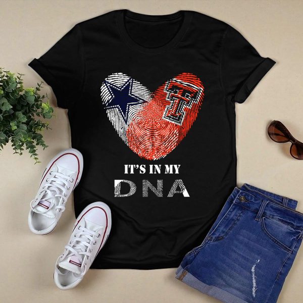 Cowboys Texas Tech Fingerprint Heart Its In My Dna T Shirt Black 1