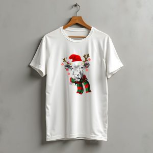 Cows Reindeer Santa Claus Christmas Lights Scarf Antlers Snowflakes Ornaments T-Shirt