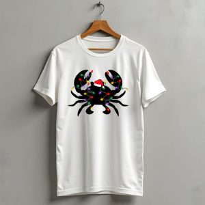 Crab With Christmas Lights And Santa Hat T Shirt