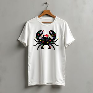 Crab With Christmas Lights And Santa Hat T-Shirt