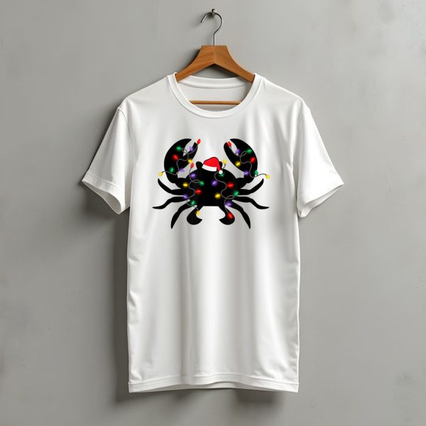 Crab With Christmas Lights And Santa Hat T Shirt t shirt 1 1