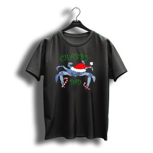 Crabby Dad Christmas Blue Crab Santa Hat Candy Canes T-Shirt
