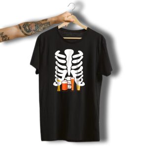 Craft Beer Hops Skeleton Belly Halloween Costume T-Shirt