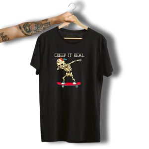 Creep It Real Dabbing Skate Skeleton Halloween T-Shirt