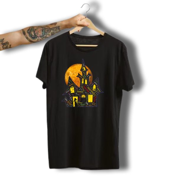 Creepy Ghosts Witch Haunted Spirit Halloween Haunted Mansion Full Moon T Shirt t shirt 1