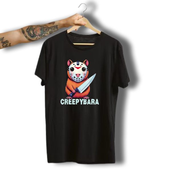 Creepybara Capybara Horror Jason Mask Funny Halloween Scary T Shirt t shirt 1