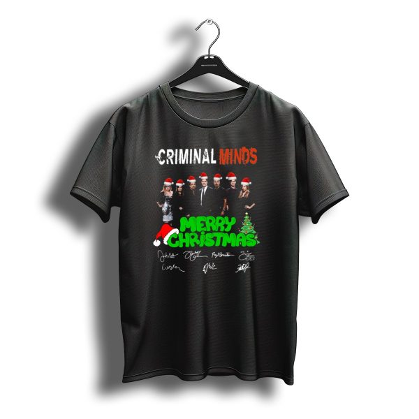 Criminal Minds Merry Christmas Santa Hats Signatures T Shirt t shirt 1