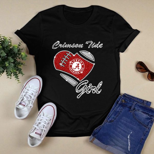 Crimson Tide Girl Alabama Crimson Tide Football Heart Dntee25 T Shirt Style 1 Black 1