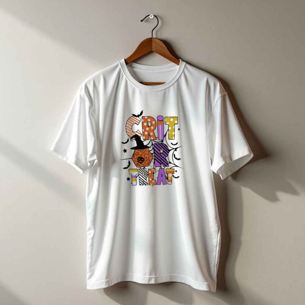 Crit Or Treat Dungeons And Dragons Halloween Dice Bat Spiders T Shirt t shirt 1