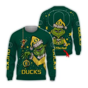 Personalized Oregon Ducks Grinch Funny Christmas Football Ugly Sweater