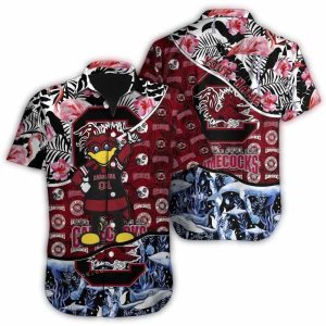 Personalized South Carolina Gamecocks Many Logo And Mascot Tropical Hawaiian Shirt