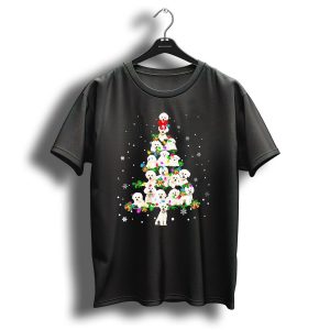 Cute Bichon Frise Dog Holiday Christmas Tree With Snowflakes And Festive Decorations T-Shirt